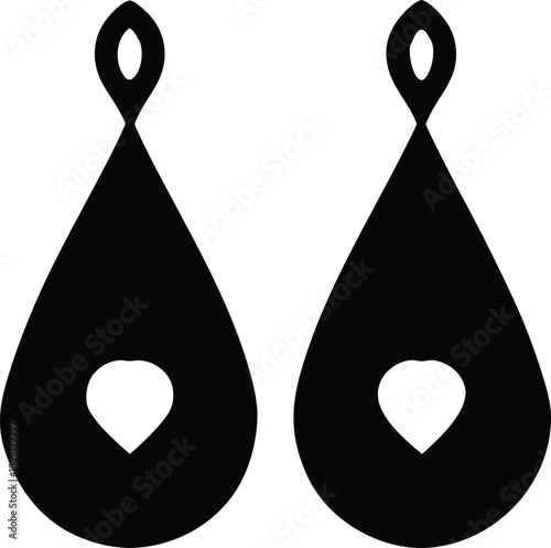 Heart Teardrop Earrings Silhouette
