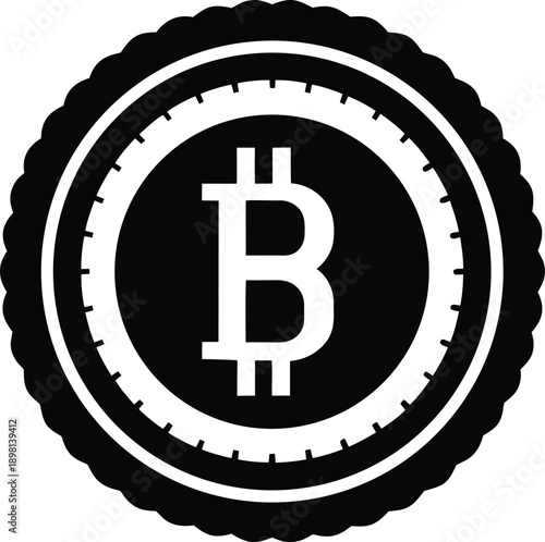 Black and White Bitcoin Icon