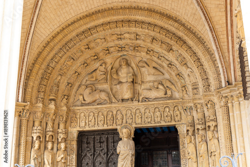 Obraz na płótnie Bourges cathedral west portal depicting Last Judgment