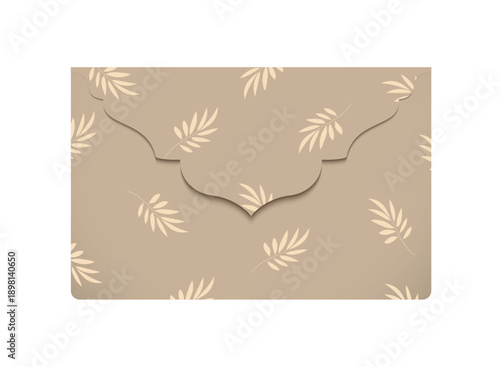 Beige vintage elegant envelope with leaves pattern