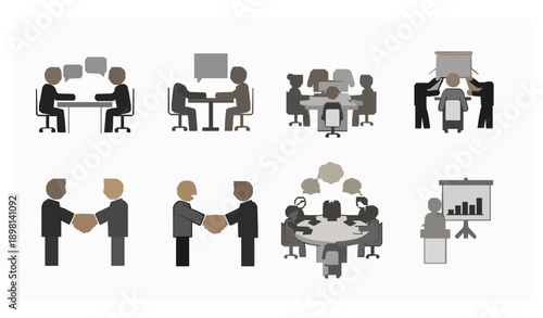 Face to face meeting pictogram icon set business collaboration vector