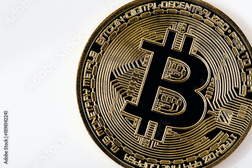 Studio shot of Bitcoin on white background