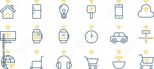 Summer Vacation Line Art Icon Set with Tropical Fruit and Beach Accessories