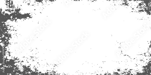 Vintage black vector illustration featuring a dark abstract grunge texture with a dirty paint splash pattern and an ink splatter stain frame design on a decorative paper border