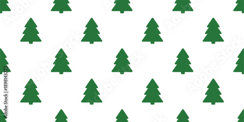 Seamless Pine Tree Line Art Pattern with Minimal Forest Elements for Winter Design