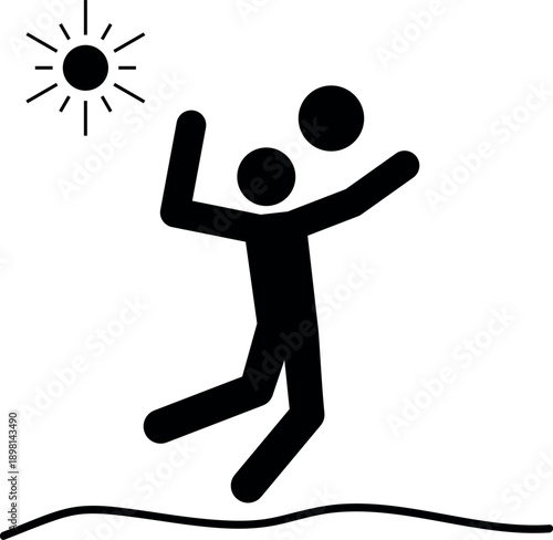 Beach volleyball player icon. Sports signs and symbols.