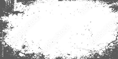 Abstract grunge vector background featuring a dark ink splash design with a dirty paint texture, liquid splat elements, and a black splatter border frame on an artistic stained pattern