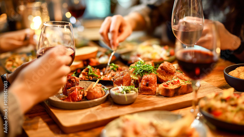 group of friends sharing tapas dishes