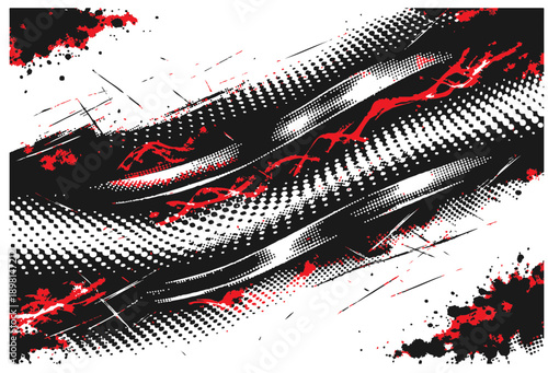  Black and red composition combines rough tire marks with a precise engineering grid, conveying speed, grit, and mechanical precision suitable for automotive, design2