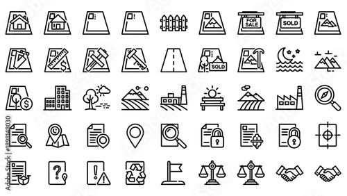 Collection of Various Simple Line Icons.