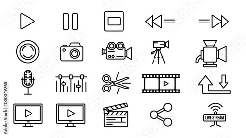 Collection of video production icons.