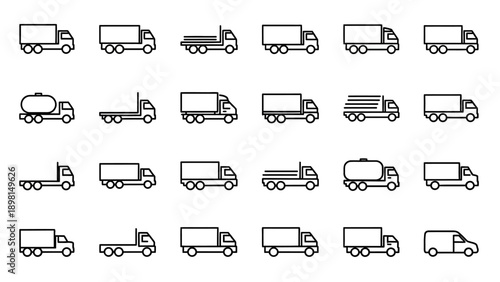 Collection of Various Truck Illustrations and Icons.