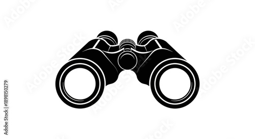Black and white illustration of classic binoculars for observation.