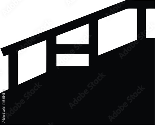 wheelchair ramp with slope silhouette vector illustration on transparent background