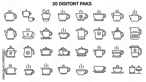 Collection of Various Tea Cup Illustrations.