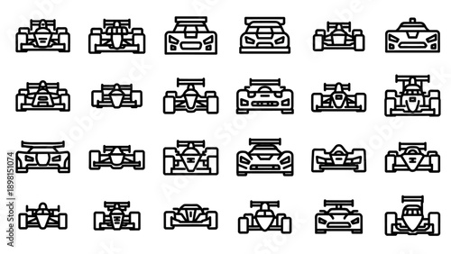 Collection of various race car icons.