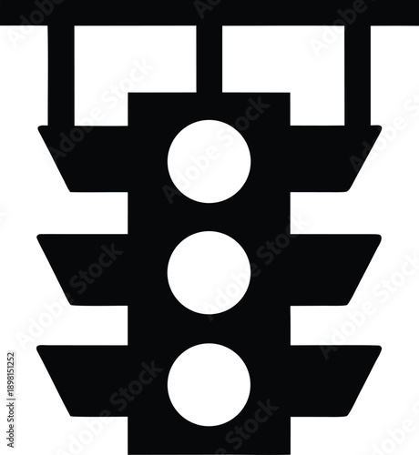 vertical traffic light standard silhouette vector illustration on transparent background