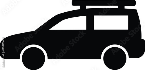 suv with roof rack silhouette vector illustration on transparent background