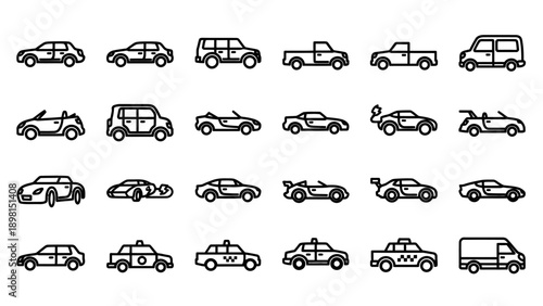 Collection of Various Vehicle Silhouettes.