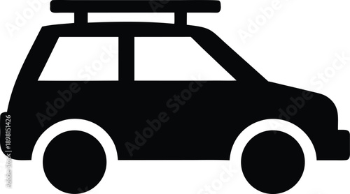 suv with roof rack silhouette vector illustration on transparent background