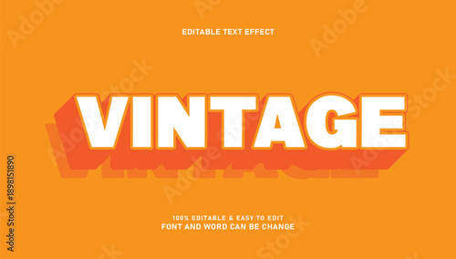 Vintage 3D Editable Text Effect with Orange Retro Style