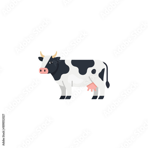 Friesian Holstein Dairy Cow Flat Vector Illustration