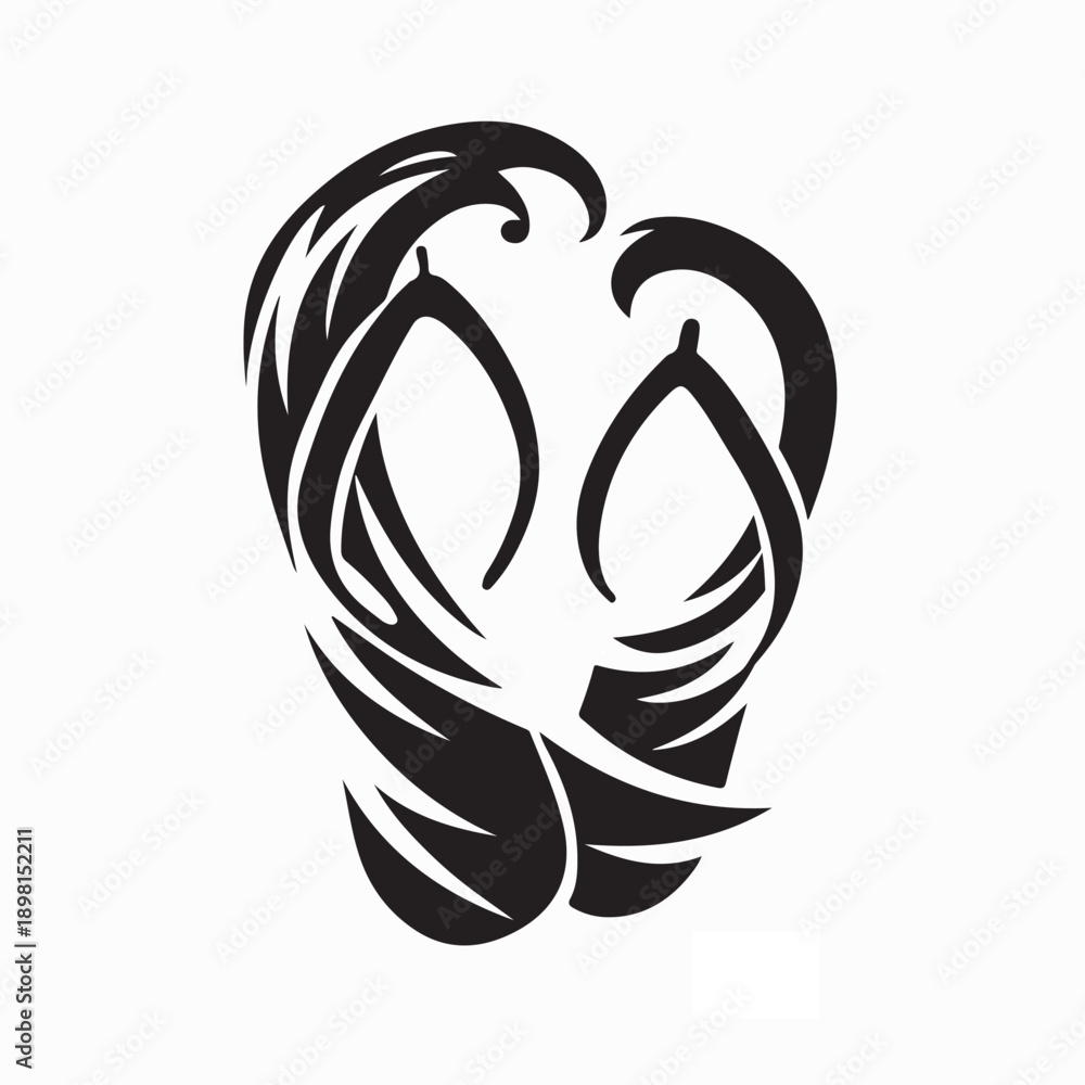 Fototapeta premium Flip Flop Logo Vector Icon Design Summer Slipper Icon Vector