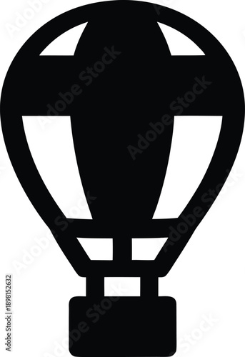 hot air balloon with burner flame silhouette vector illustration on transparent background