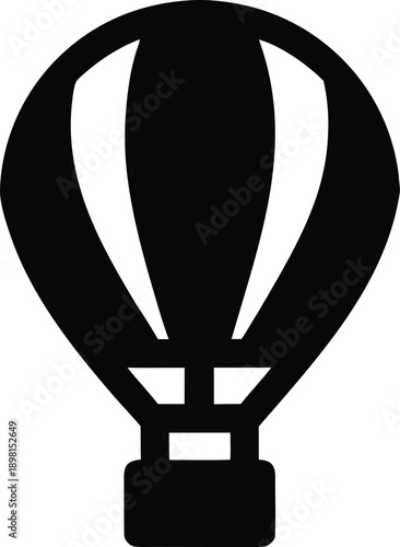 hot air balloon with burner flame silhouette vector illustration on transparent background
