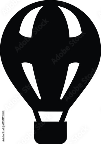 hot air balloon floating silhouette vector illustration on transparent background