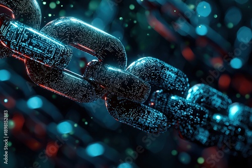 Block chain. Crypto currency. Blockchain concept. Chain with digital code. Ai Generative