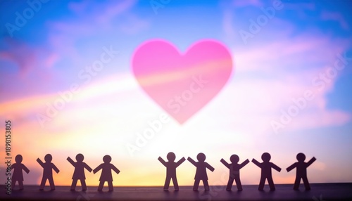 Miniature paper people celebrating love outdoor festival paper craft emotional environment creative viewpoint