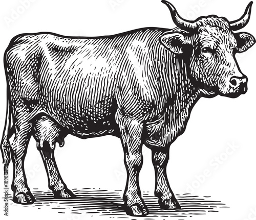 A cow is standing in a field. A cow is standing in a field. It has a white spot on its back
