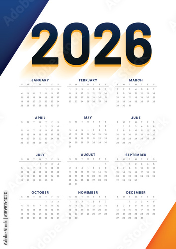 Vector illustration of an annual business planner template and organizer design for each month and day of the new year including calendar dates for 2011 2012 2013 and 2014