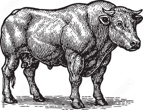 A cow is standing in a field. A cow is standing in a field. It has a white spot on its back