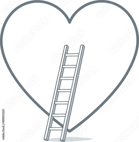 A ladder leaning against a heart shape, symbolizing love and support.