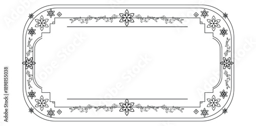 Elegant vintage floral border frame with ornate leaf details Classic sophisticated decorative template for invitations