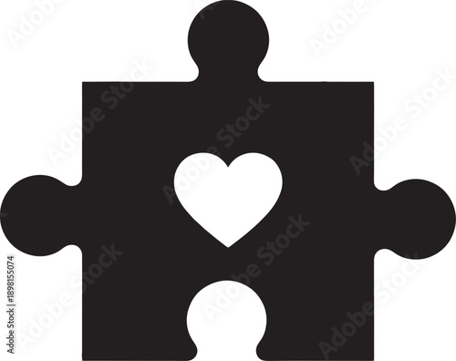 A heart-shaped puzzle piece surrounded by a gray border.