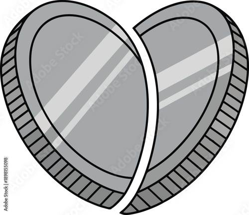 A pair of overlapping hearts with a modern geometric design and a gray color scheme
