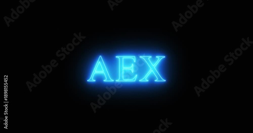 AEX index, stock  market index, in a neon light. Loop
