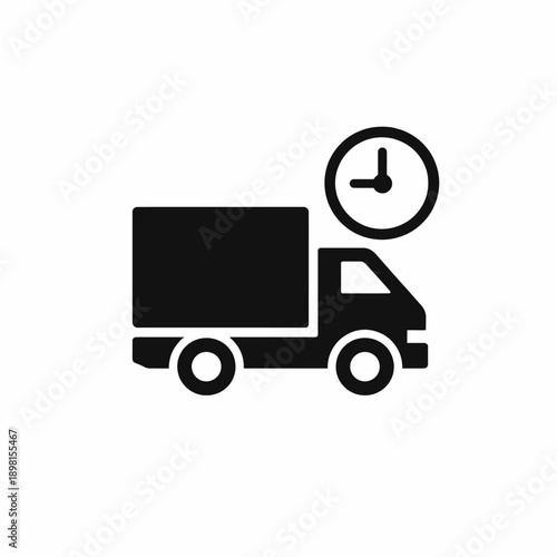 Fast delivery truck with clock symbol for quick shipping