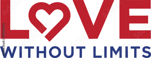 Love Without Limits infinity heart typography design vector illustration for romantic affection and eternal friendship message on transparent background.