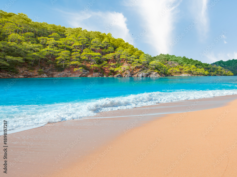 Fototapeta premium Ölüdeniz beach and blue lagoon, best beaches in Turkey - Fethiye