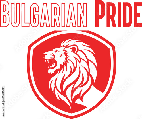 Bulgarian Pride lion crest typography design vector illustration for national heritage patriotic history and cultural identity on transparent background.