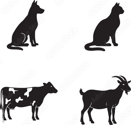 home and farm animals dog cat cow goat