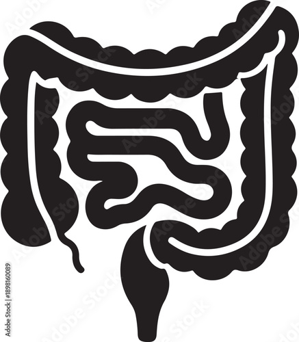 human intestine and colon anatomy icon for medical and digestive health