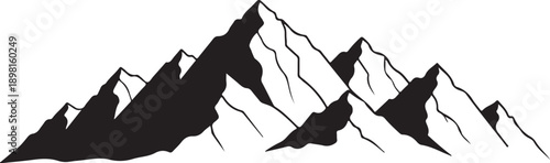 Black and white Himalayas mountain range silhouette