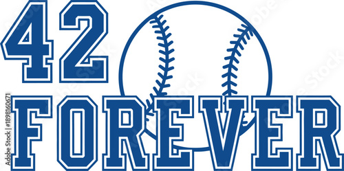 42 Forever basketball typography design vector illustration for sports fans athletic achievements and legendary player tributes on transparent background.