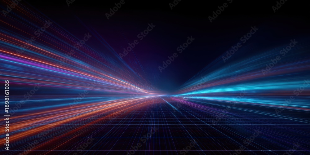 Fototapeta premium The Light Tunnel Racing Toward a Futuristic Neon Horizon of Speed