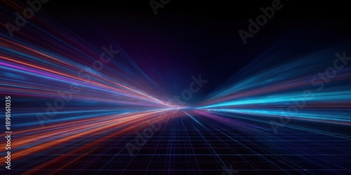 The Light Tunnel Racing Toward a Futuristic Neon Horizon of Speed